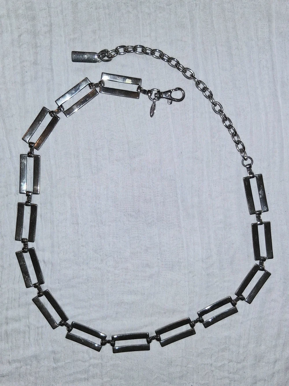 Silver Rectangular Link Waist Belt